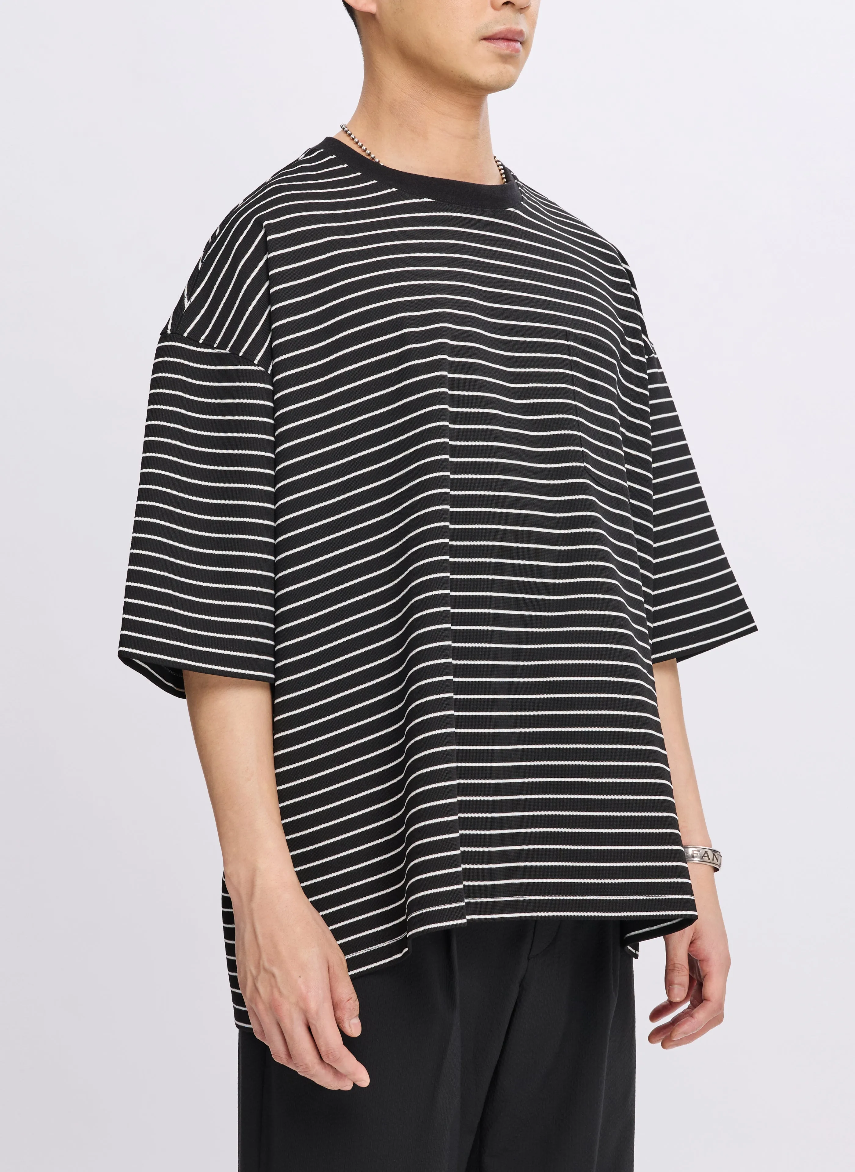 250G Jacquard Short Sleeves Border Tops
