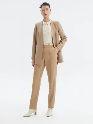 Ankle Length Worsted Wool Tapered Pants