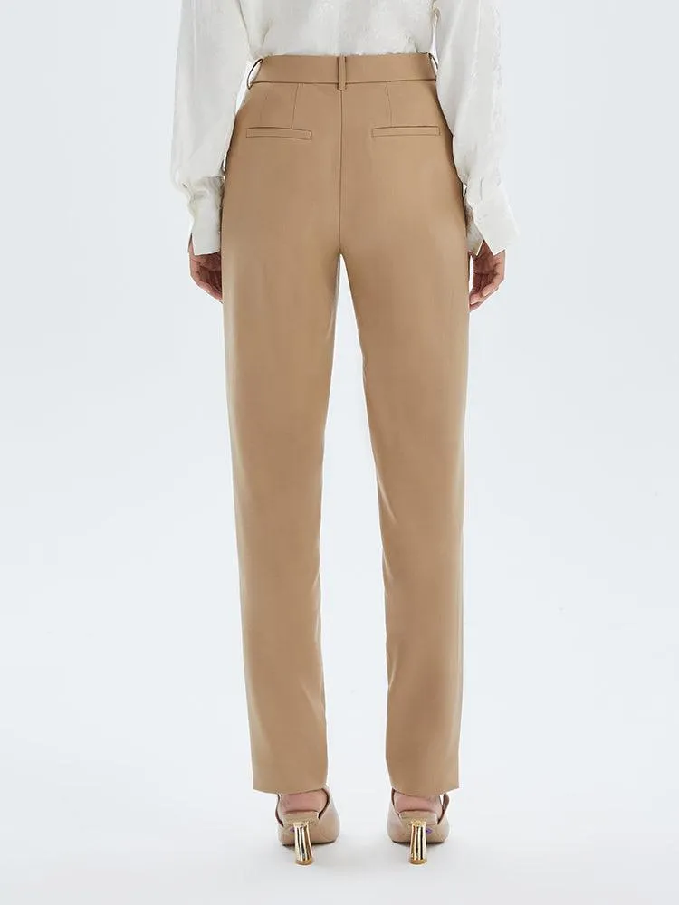 Ankle Length Worsted Wool Tapered Pants