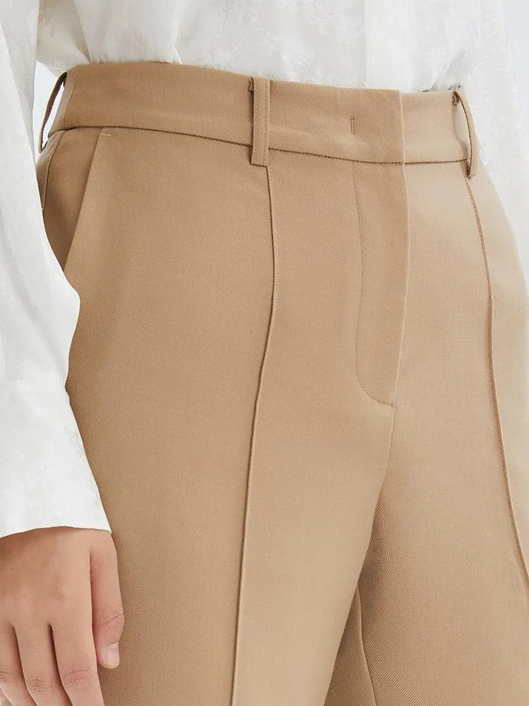 Ankle Length Worsted Wool Tapered Pants