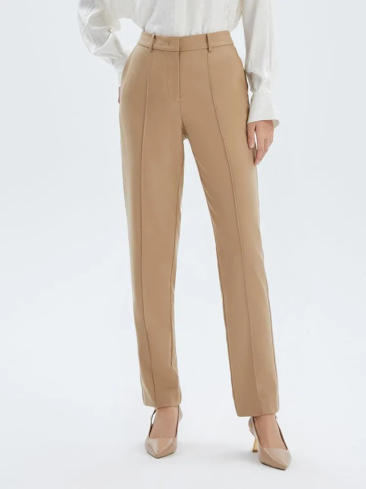 Ankle Length Worsted Wool Tapered Pants