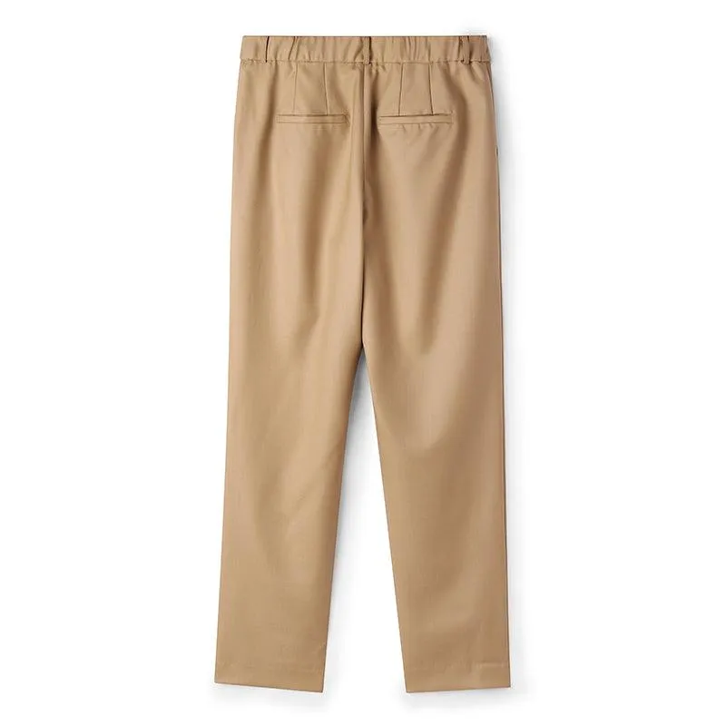Ankle Length Worsted Wool Tapered Pants
