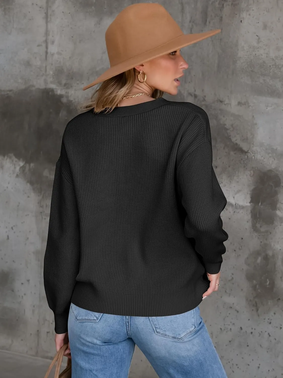 ANRABESS Women Cardigan Sweaters 2024 Fall Oversized Button Open Front Knit Lightweight Cardigans Fall Outfits Outerwear
