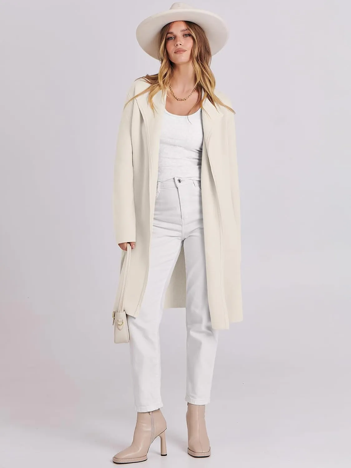 ANRABESS Women's Cardigans Sweater 2024 Casual Lapel Open Front Knit Warm Wool Coatigan Jacket Long Blazer Coat