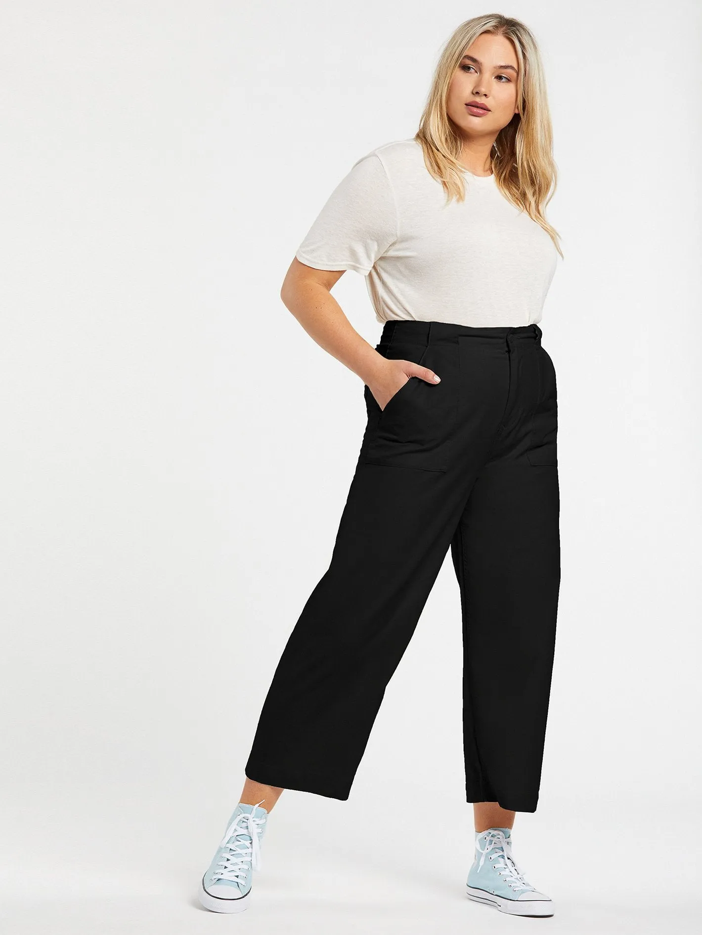 Army Whaler Wide Leg Pant - BLACK