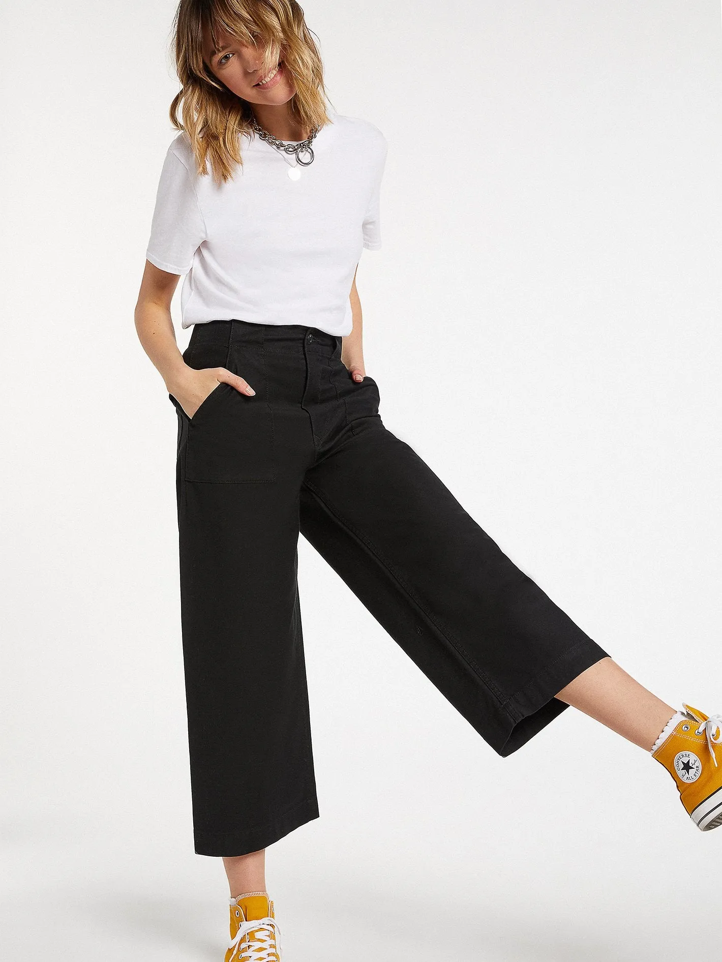 Army Whaler Wide Leg Pant - BLACK