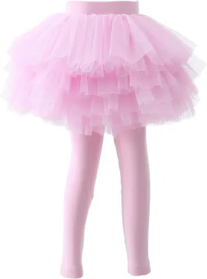 Baby Toddler Girls' Tutu Leggings Tulle Ruffle Skirted Pants 2-6T
