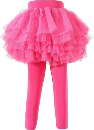 Baby Toddler Girls' Tutu Leggings Tulle Ruffle Skirted Pants 2-6T