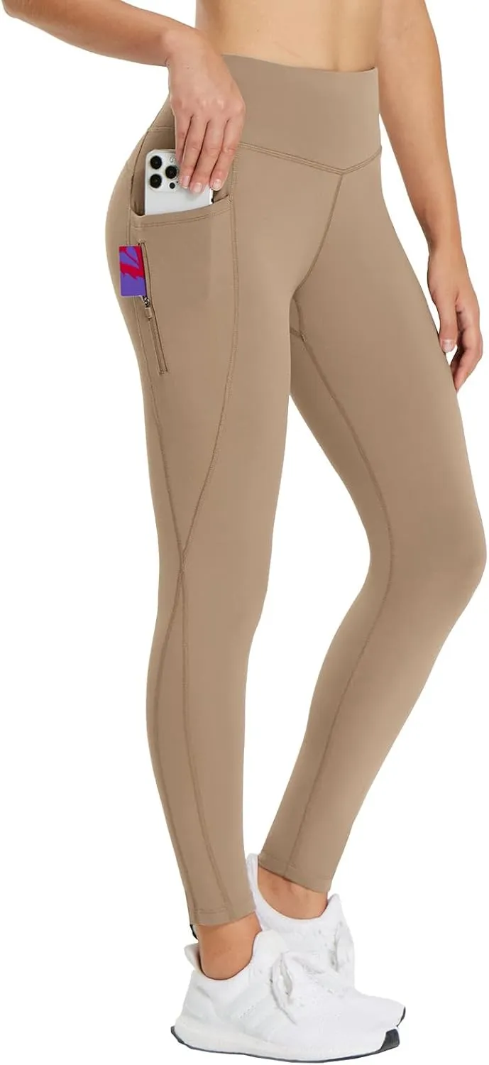baleaf 25''/30'' Women's Fleece Lined Leggings Water Resistant High Waist Winter Running Hiking Pants Zipper Pockets