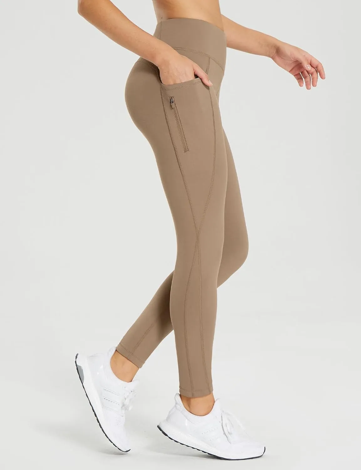 baleaf 25''/30'' Women's Fleece Lined Leggings Water Resistant High Waist Winter Running Hiking Pants Zipper Pockets