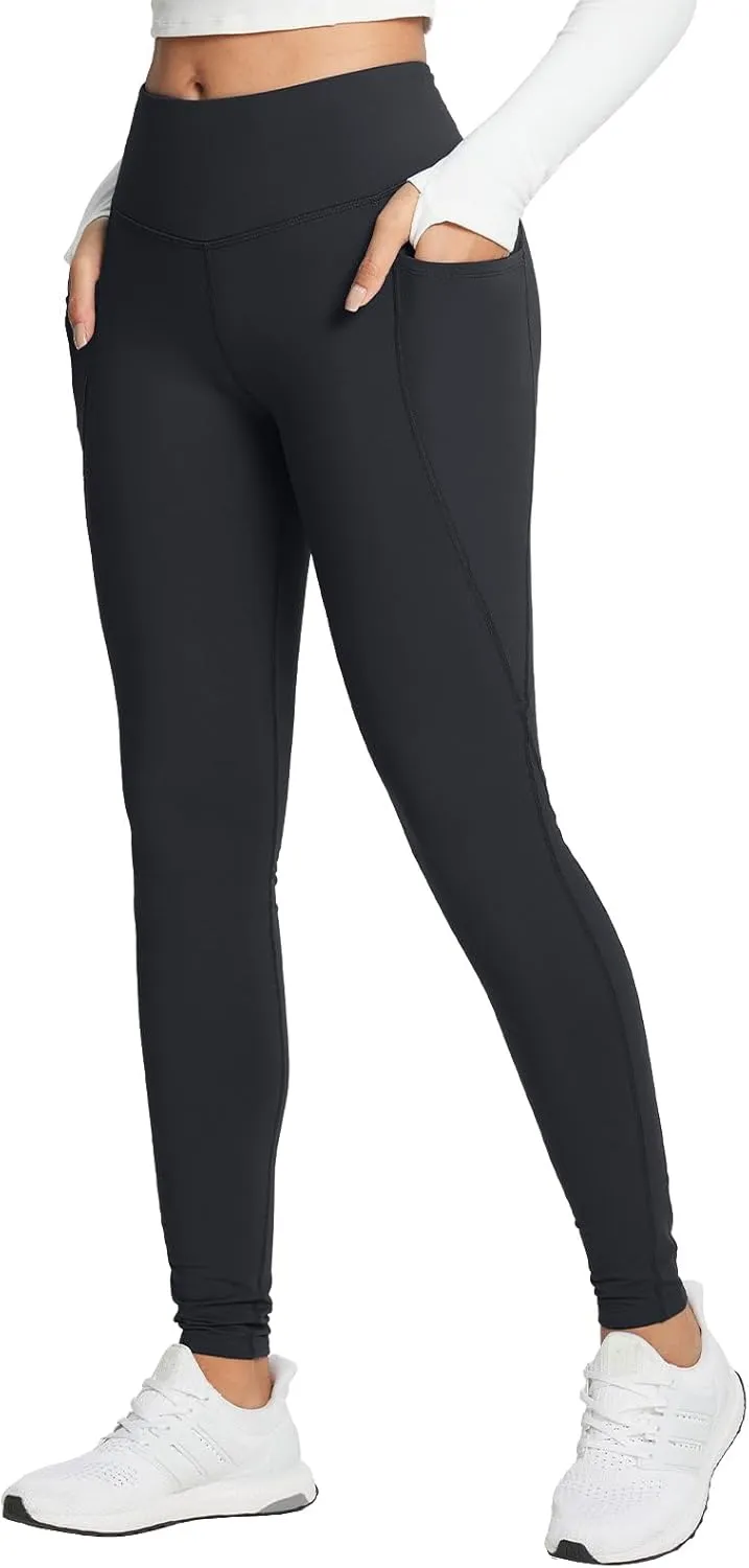 baleaf 25''/30'' Women's Fleece Lined Leggings Water Resistant High Waist Winter Running Hiking Pants Zipper Pockets