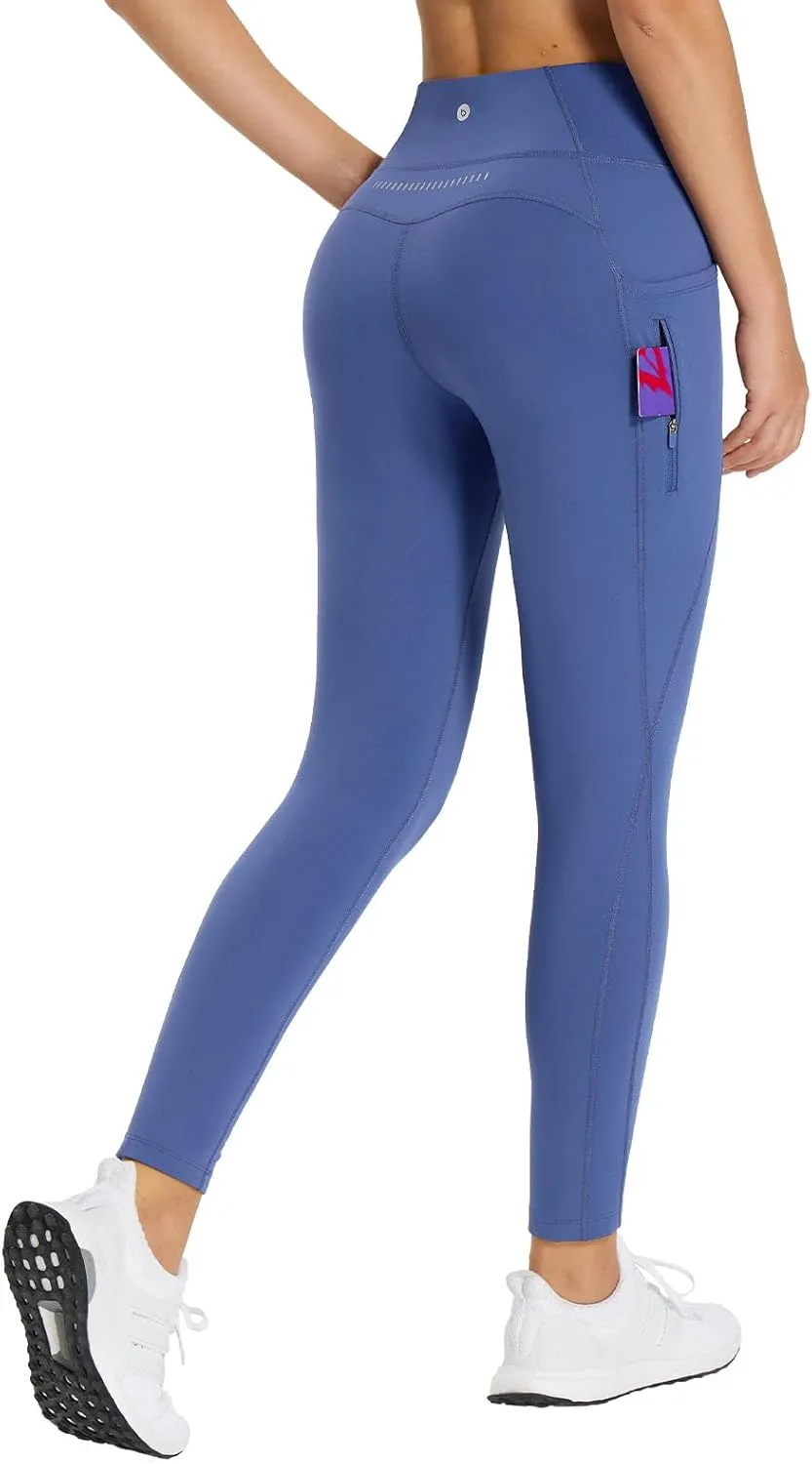 baleaf 25''/30'' Women's Fleece Lined Leggings Water Resistant High Waist Winter Running Hiking Pants Zipper Pockets