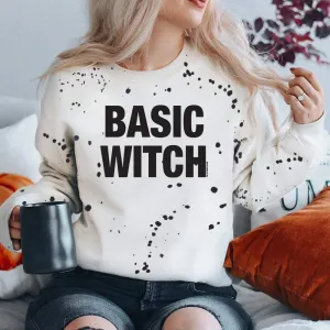 Basic Witch White Splattered Sweatshirt