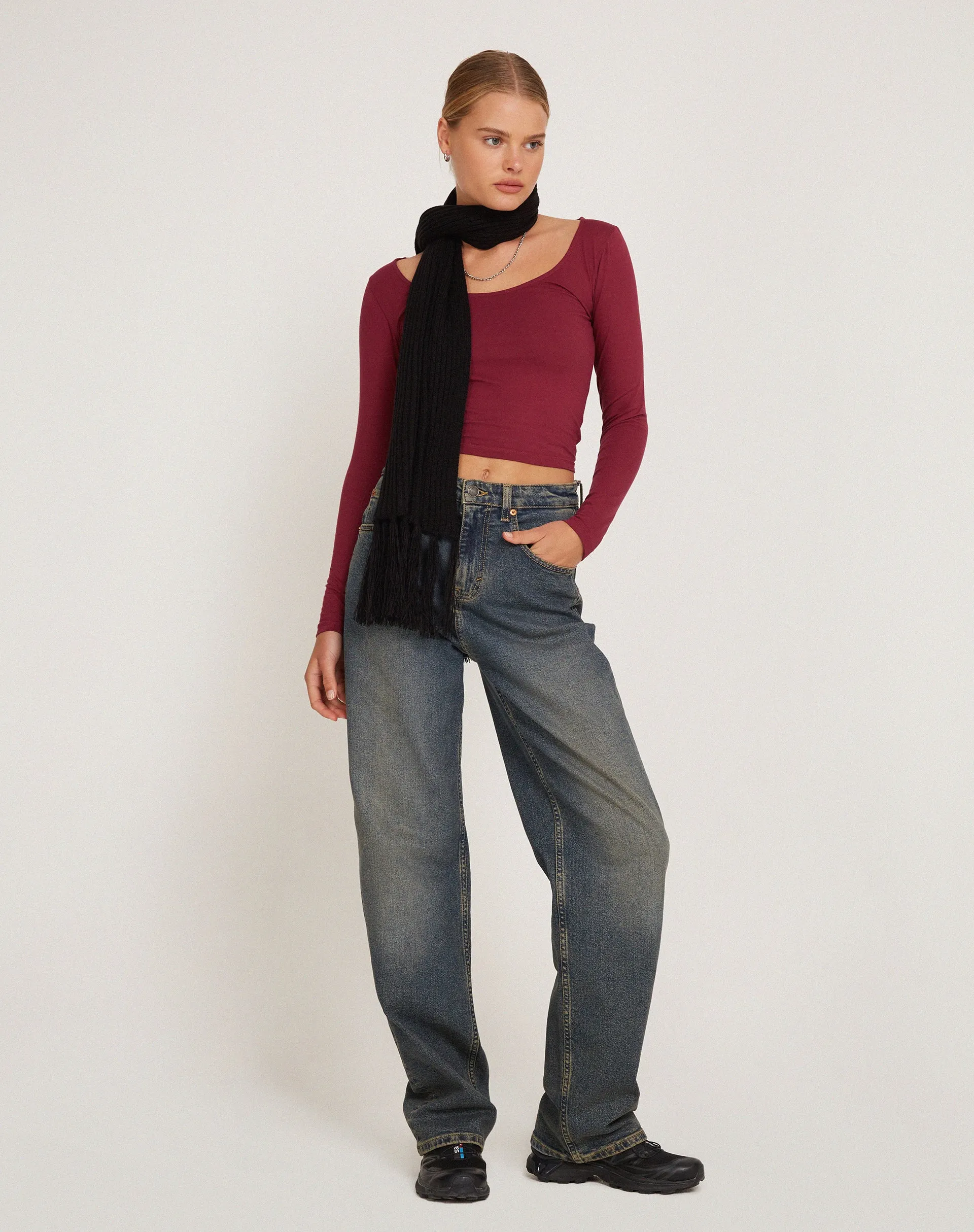 Bonlo Long Sleeve Top in Plum