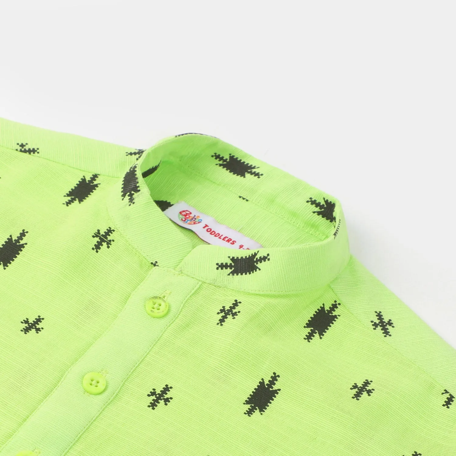 Boys Cotton Printed Kurta | Sharp Green