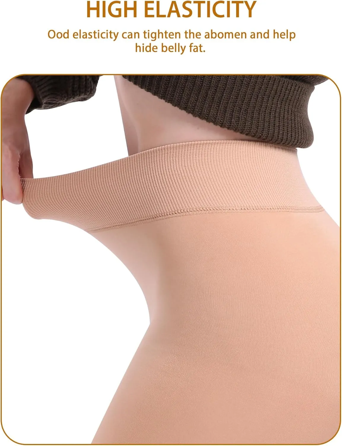 CHRLEISURE Women's Fleece Lined Tights - Fake Sheer Warm Pantyhose Thick Leggings