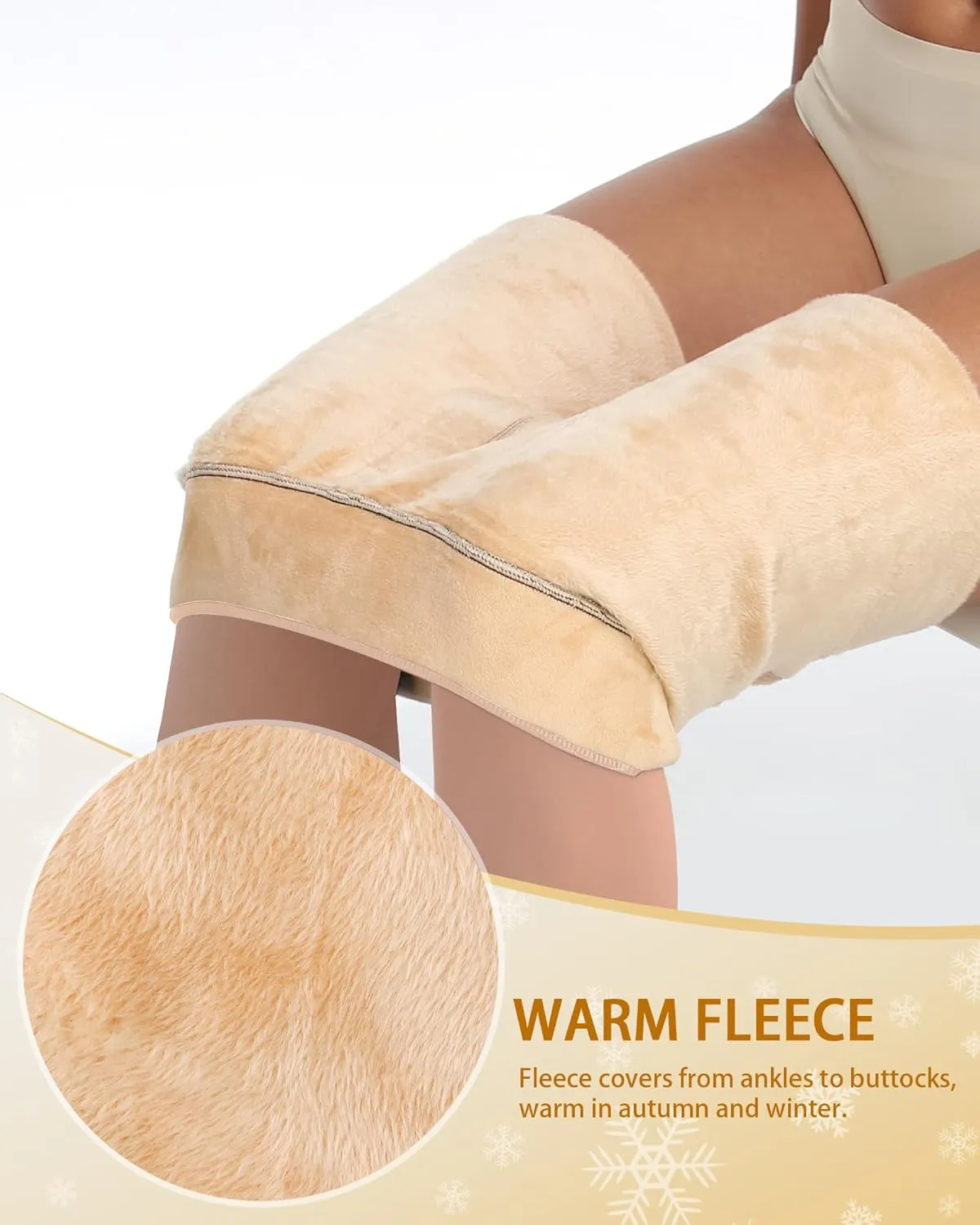 CHRLEISURE Women's Fleece Lined Tights - Fake Sheer Warm Pantyhose Thick Leggings