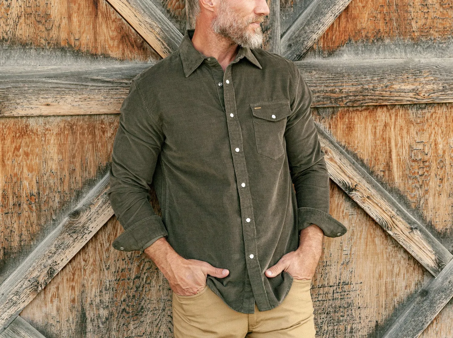 Optimized Corduroy Pearl Snap Shirt by Armadillo