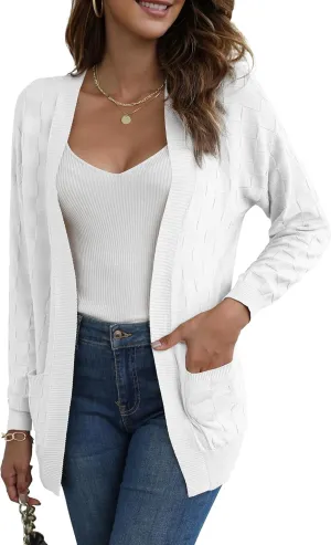 CPOKRTWSO Women's Cardigan Sweaters with Pockets Casual Long Sleeve Open Front Lightweight Cardigans for Women Trendy(S-XL)