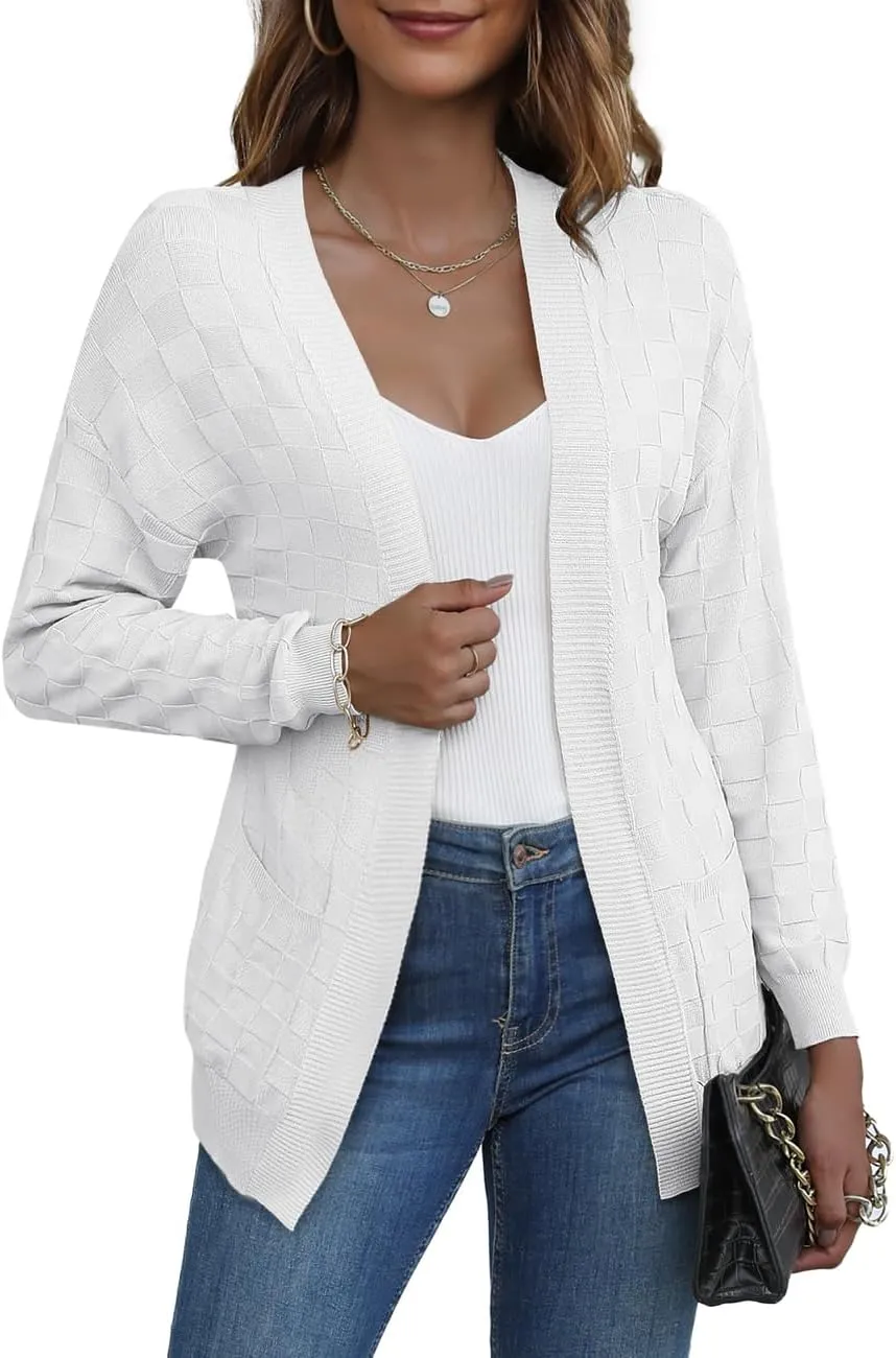 CPOKRTWSO Women's Cardigan Sweaters with Pockets Casual Long Sleeve Open Front Lightweight Cardigans for Women Trendy(S-XL)