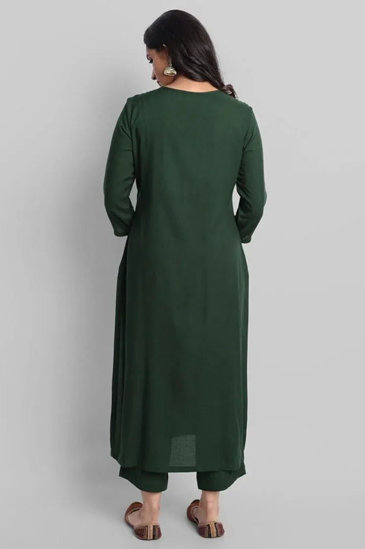 Deep Green Samara Kurta Pants Set