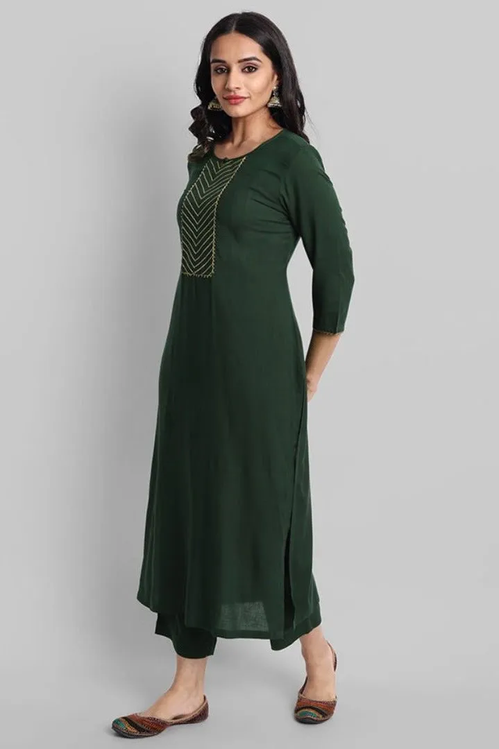 Deep Green Samara Kurta Pants Set