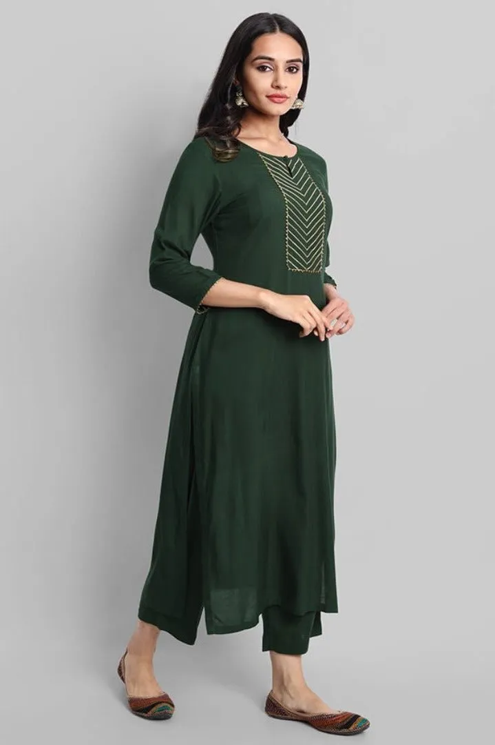 Deep Green Samara Kurta Pants Set