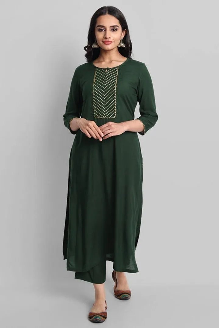 Deep Green Samara Kurta Pants Set