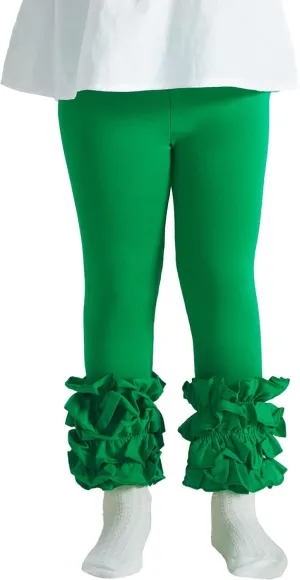 DIPUG Toddler Leggings Cute Baby Pants Girls Legging Colorfu with Ruffle Trim for Little Child Kids