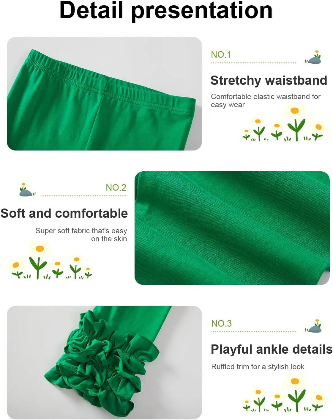 DIPUG Toddler Leggings Cute Baby Pants Girls Legging Colorfu with Ruffle Trim for Little Child Kids