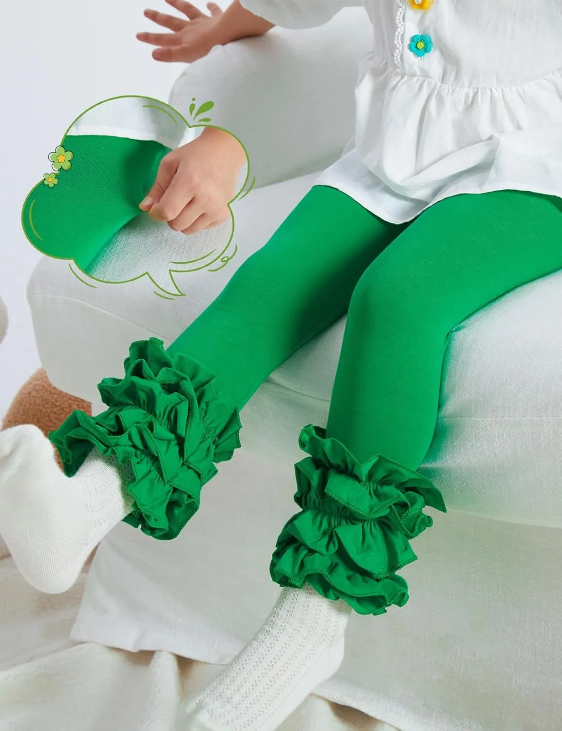 DIPUG Toddler Leggings Cute Baby Pants Girls Legging Colorfu with Ruffle Trim for Little Child Kids