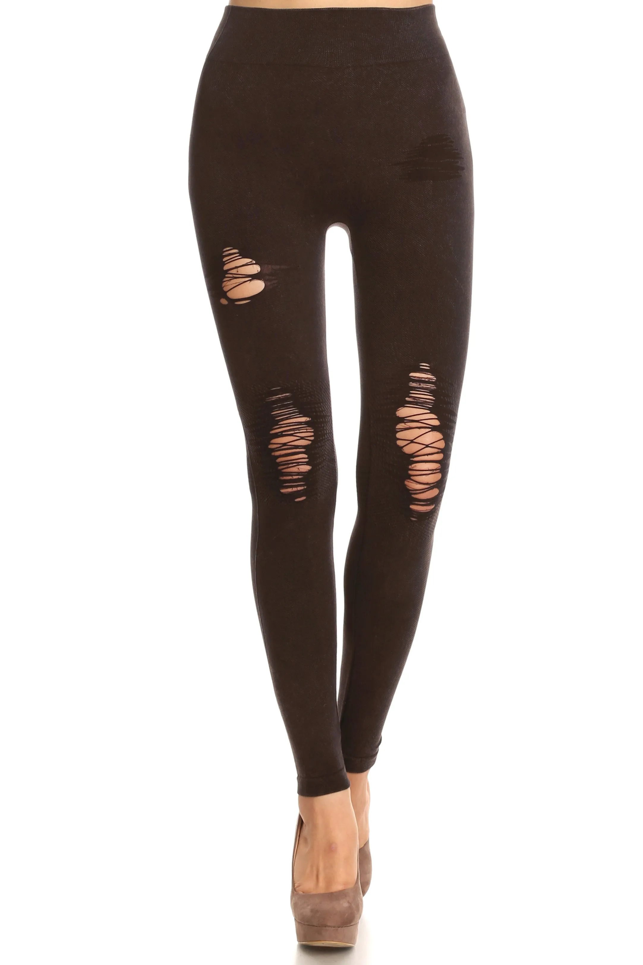 Edgy Distressed Vintage Wash Moto Denim Legging
