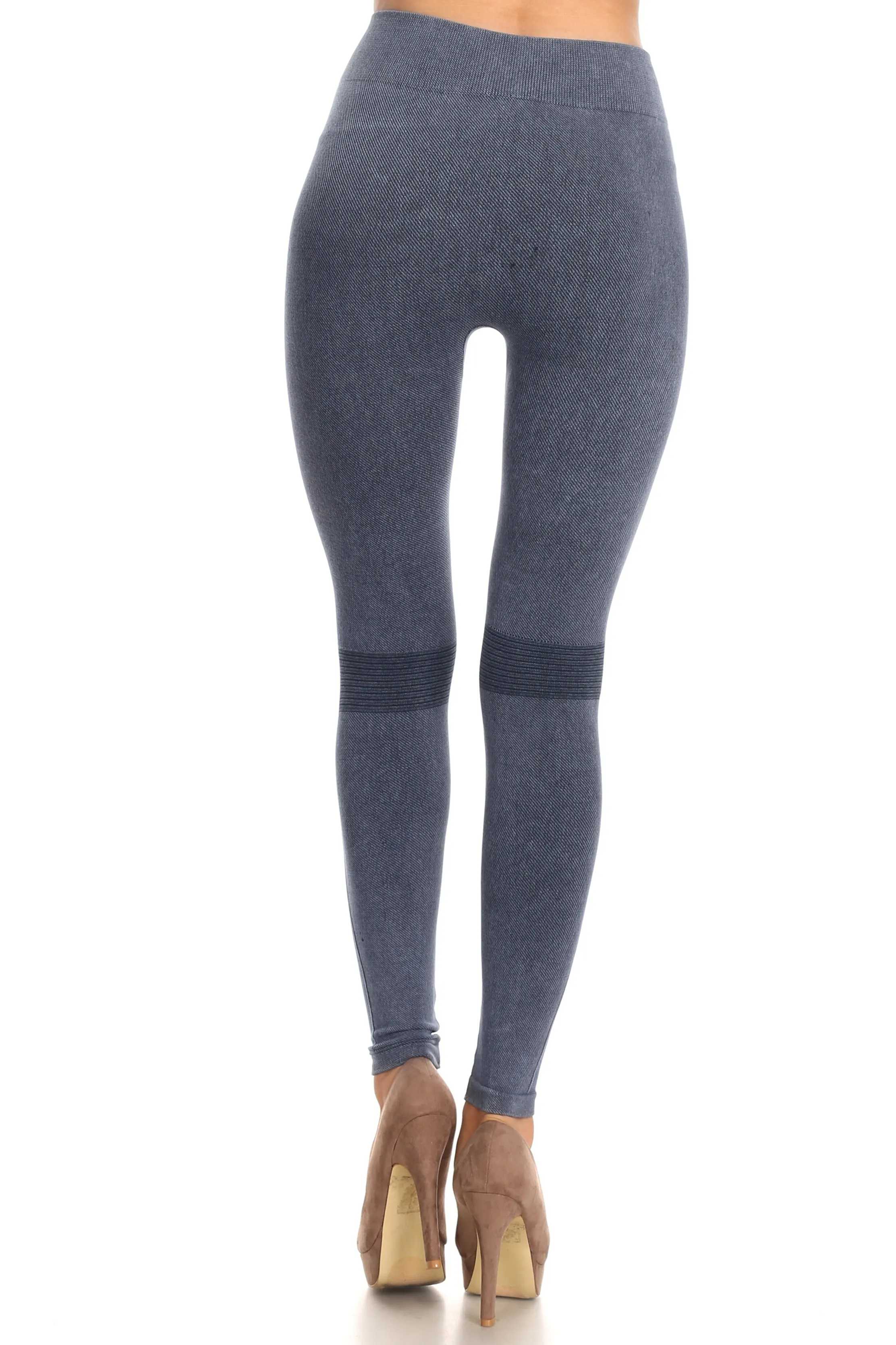 Edgy Distressed Vintage Wash Moto Denim Legging