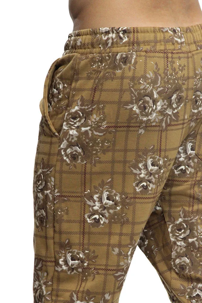 Floral Plaid French Terry Jogger Pants