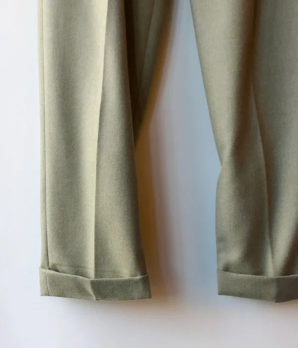 FUMIKA_UCHIDA/LIGHT WOOL FLANO_1TUCK SLACKS(SAGE)