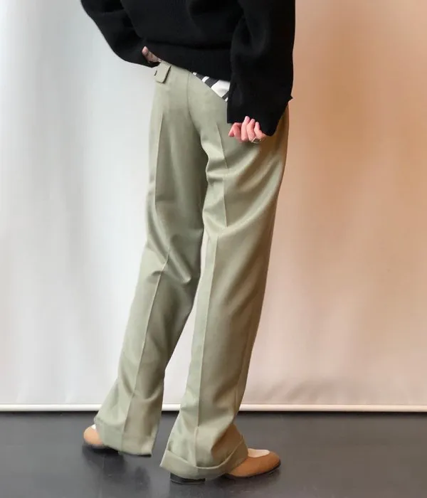 FUMIKA_UCHIDA/LIGHT WOOL FLANO_1TUCK SLACKS(SAGE)