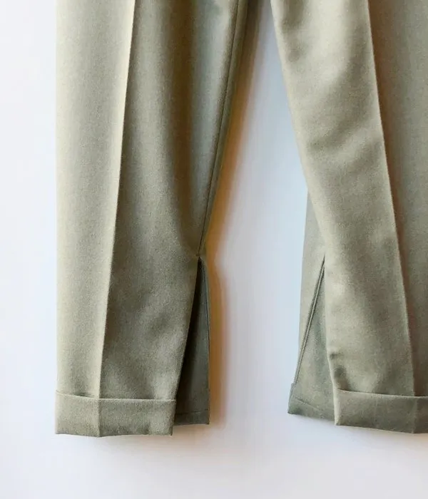 FUMIKA_UCHIDA/LIGHT WOOL FLANO_1TUCK SLACKS(SAGE)