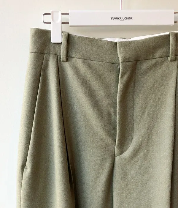 FUMIKA_UCHIDA/LIGHT WOOL FLANO_1TUCK SLACKS(SAGE)