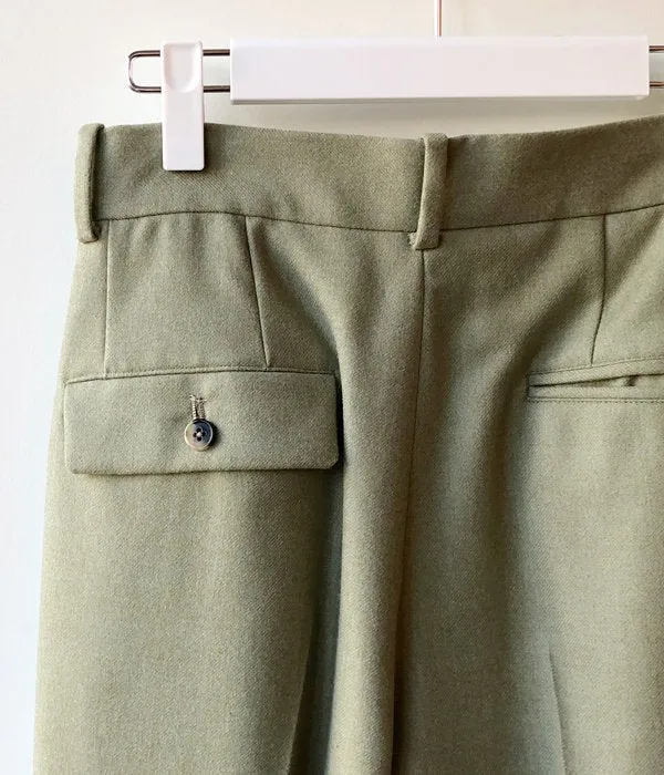 FUMIKA_UCHIDA/LIGHT WOOL FLANO_1TUCK SLACKS(SAGE)