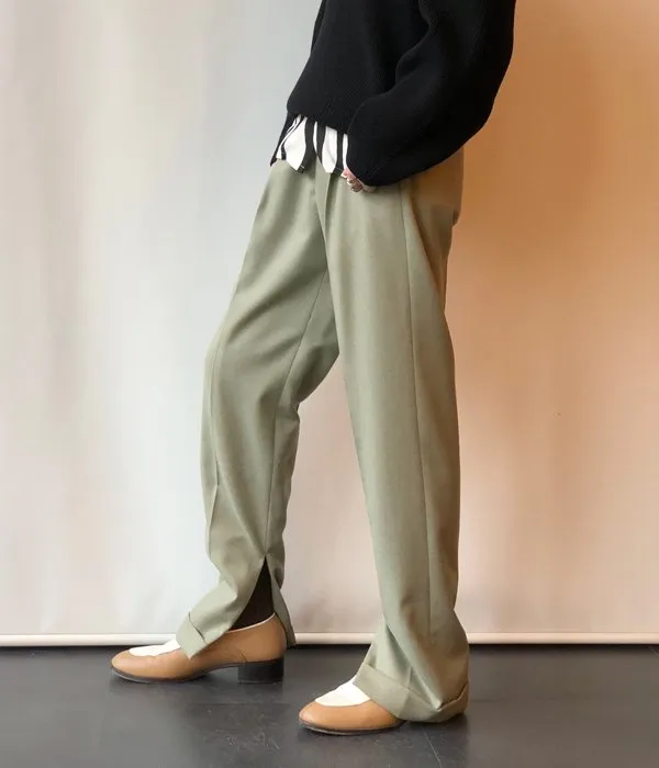 FUMIKA_UCHIDA/LIGHT WOOL FLANO_1TUCK SLACKS(SAGE)