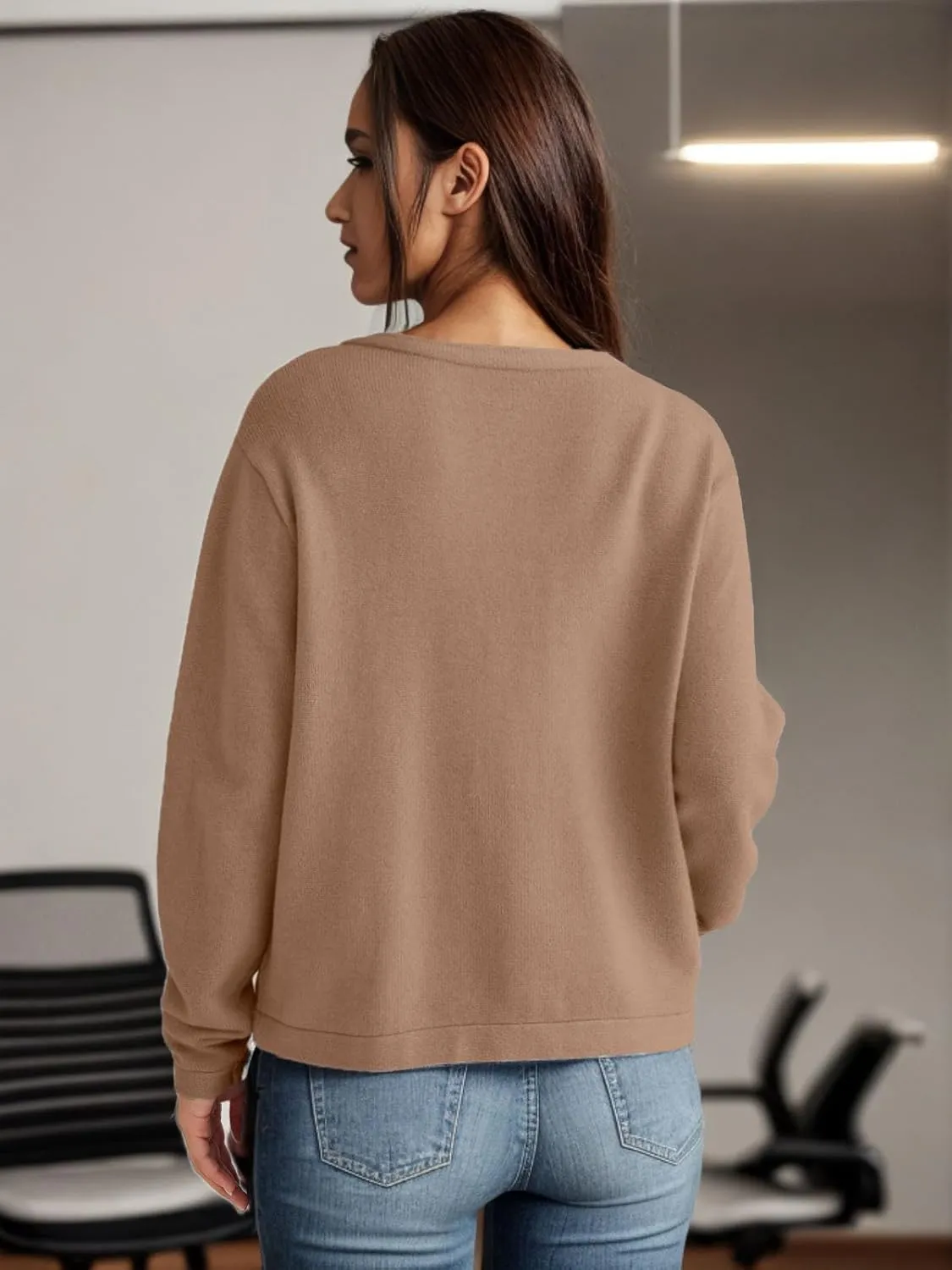 GOLDSTITCH Womens Cardigans Striped Sweaters 2025 Crew Neck Gold Buttons Open Front Button Down Knit with Pockets