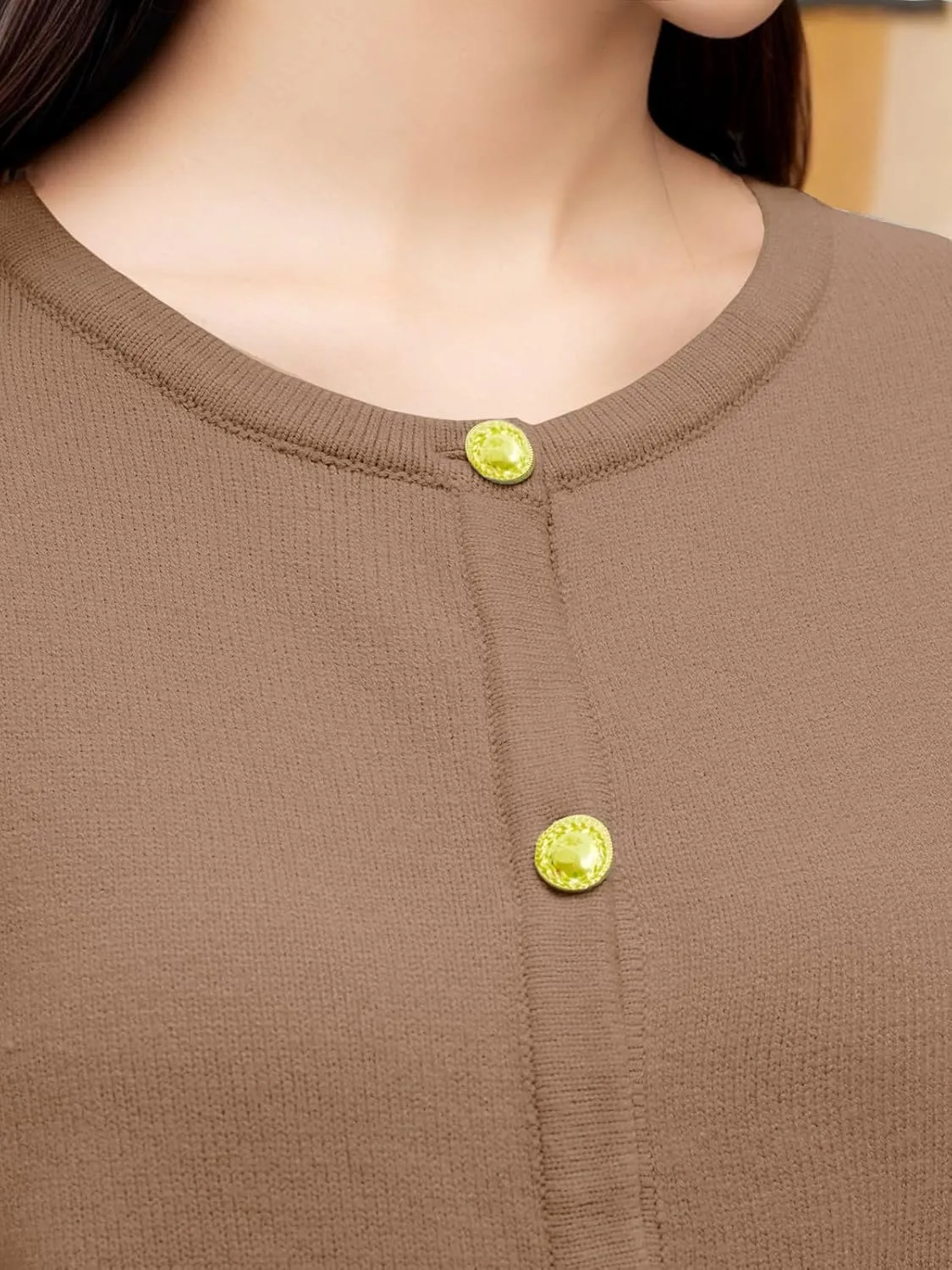 GOLDSTITCH Womens Cardigans Striped Sweaters 2025 Crew Neck Gold Buttons Open Front Button Down Knit with Pockets
