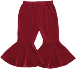 GOOCHEER Kids Toddler Little Baby Girl Ruffle Ripped Jeans Bell Bottom Flare Pants Ripped Denim Leggings Trousers
