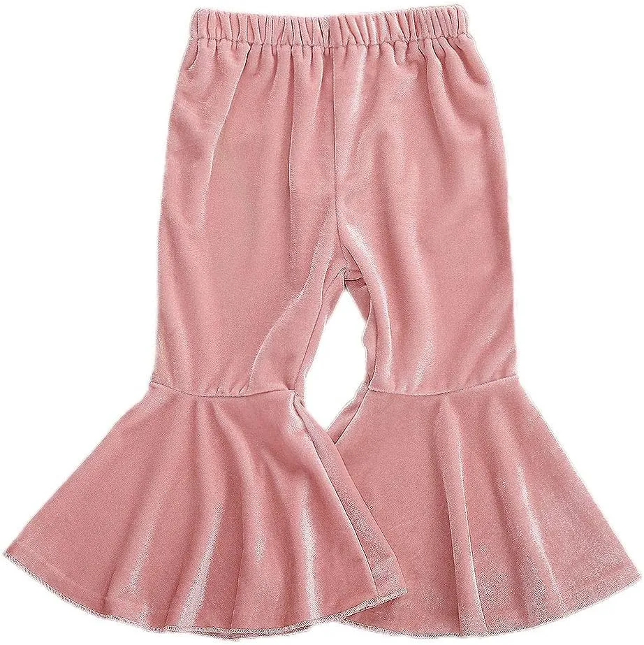 GOOCHEER Kids Toddler Little Baby Girl Ruffle Ripped Jeans Bell Bottom Flare Pants Ripped Denim Leggings Trousers