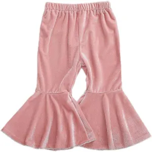 GOOCHEER Kids Toddler Little Baby Girl Ruffle Ripped Jeans Bell Bottom Flare Pants Ripped Denim Leggings Trousers