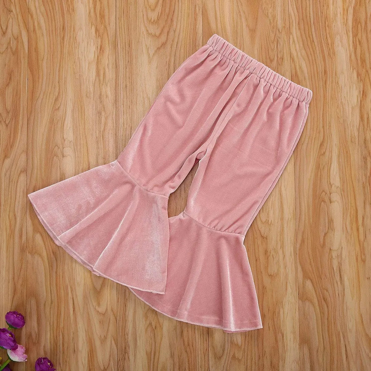 GOOCHEER Kids Toddler Little Baby Girl Ruffle Ripped Jeans Bell Bottom Flare Pants Ripped Denim Leggings Trousers