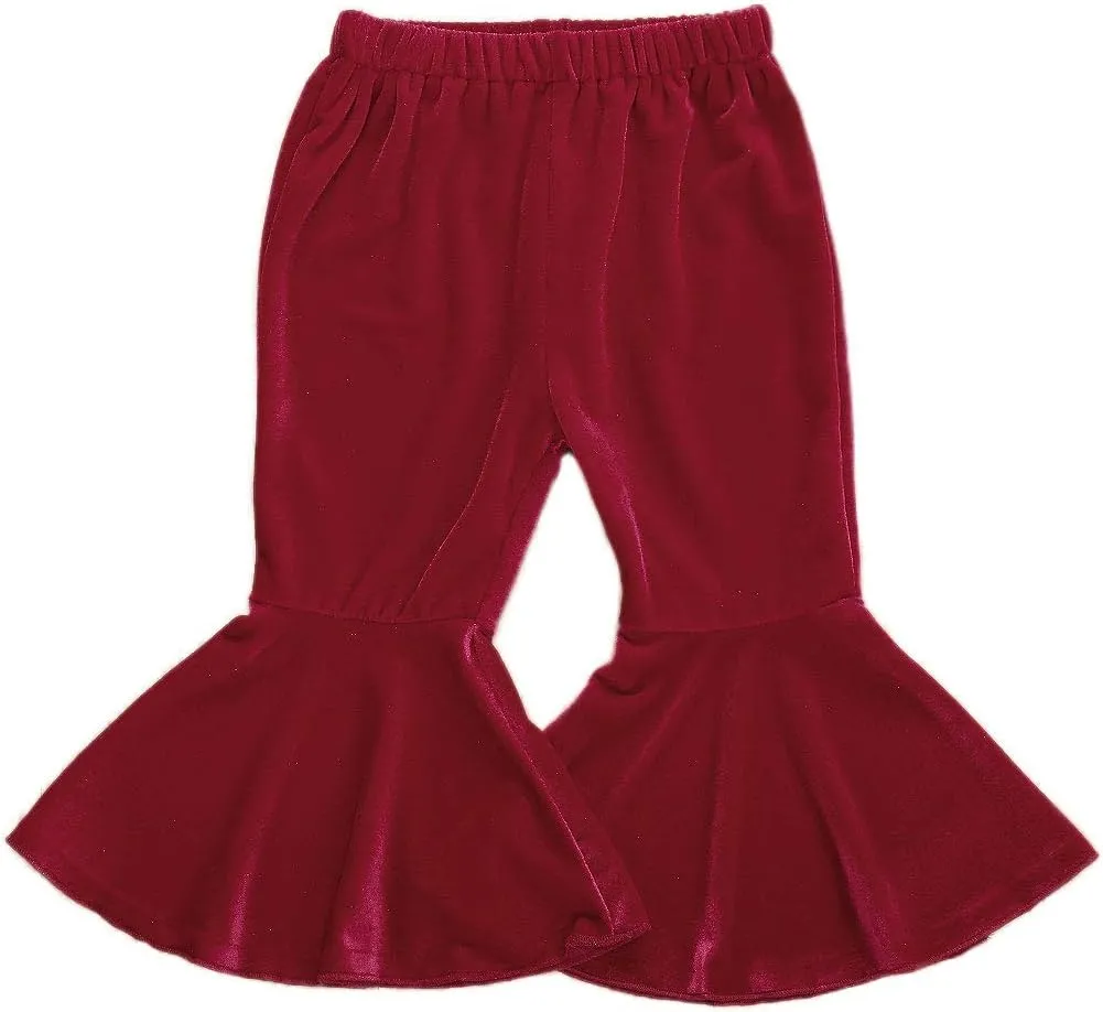 GOOCHEER Kids Toddler Little Baby Girl Ruffle Ripped Jeans Bell Bottom Flare Pants Ripped Denim Leggings Trousers