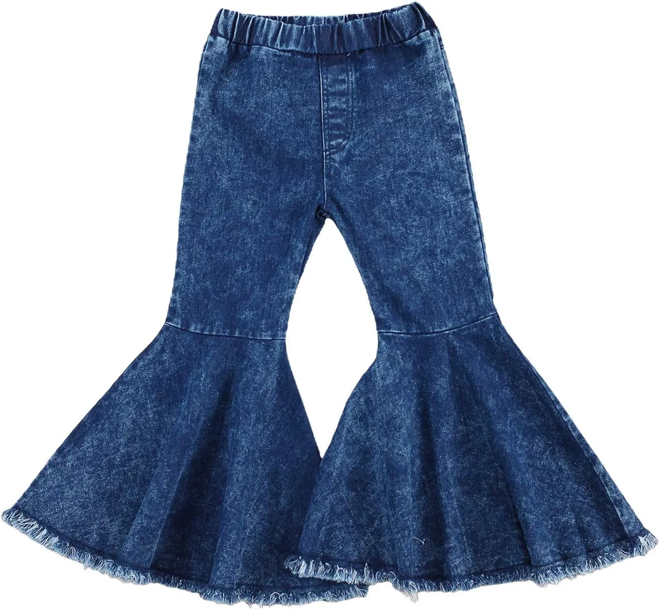 GOOCHEER Kids Toddler Little Baby Girl Ruffle Ripped Jeans Bell Bottom Flare Pants Ripped Denim Leggings Trousers