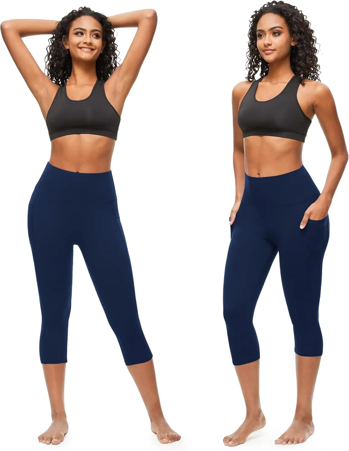 GROTEEN Capri Leggings for Women with Pockets - High Waisted Soft Yoga Pants for Running Workout Capris