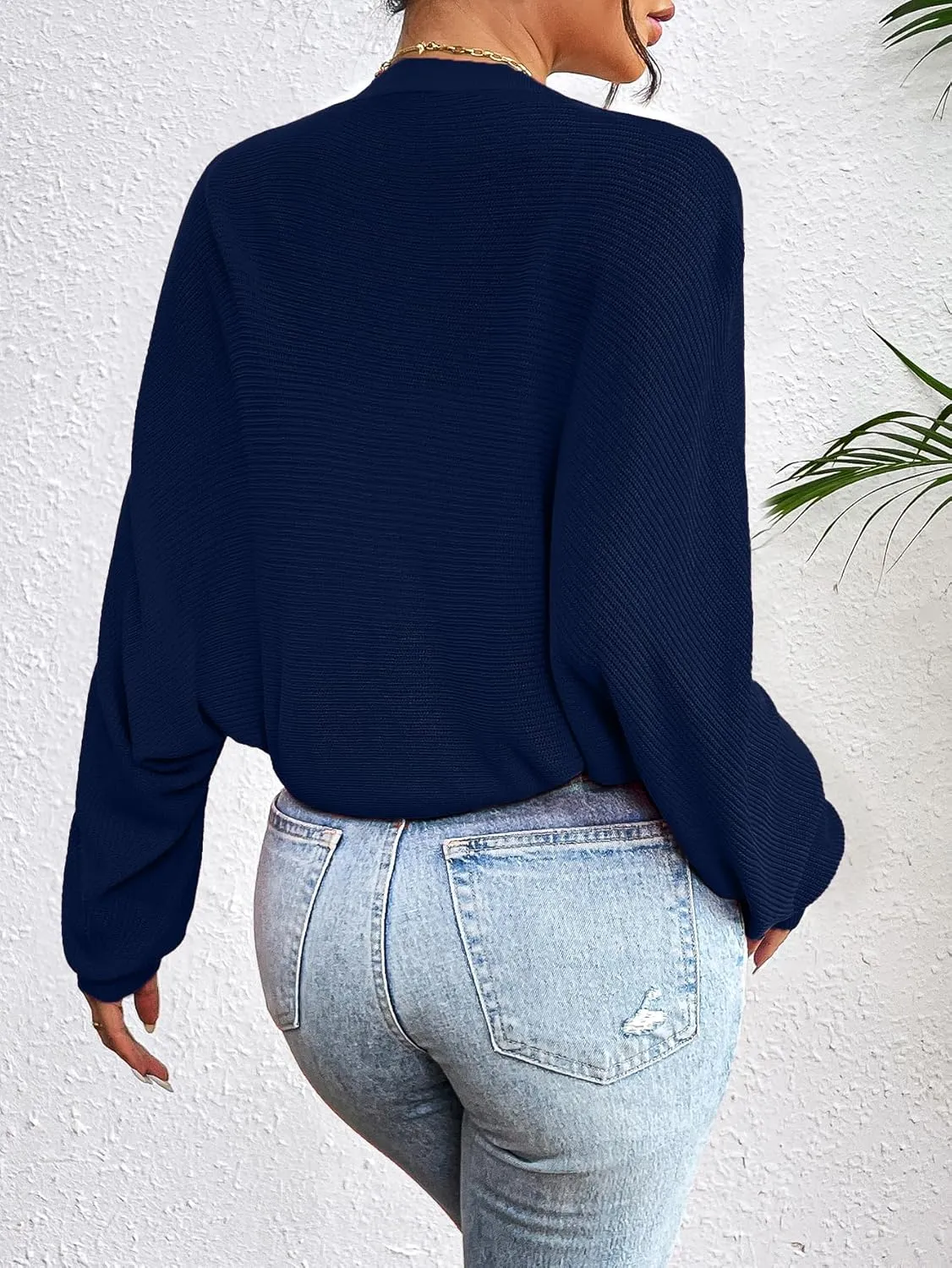 HOTOUCH Women's Cardigan Shrugs Long Batwing Sleeve Knitted Cropped Bolero Open Front Casual Elegant Cardigans for Dresses